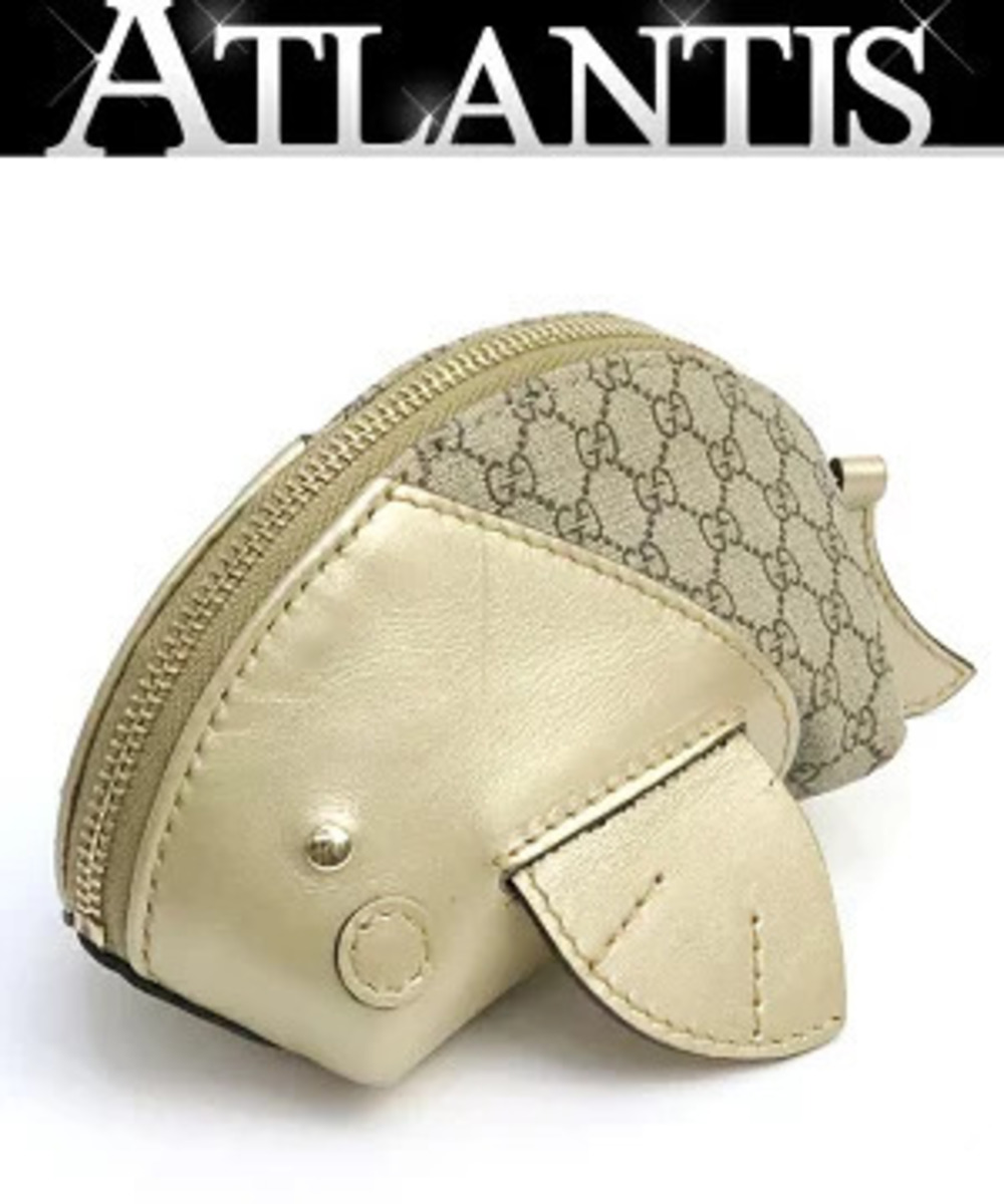 Gucci Whale coin case Wallet GG Beige Cream Leather x